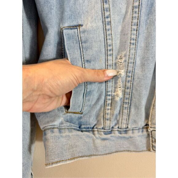 Carbon Savage Embroidered Dragon Rose Distressed Ripped Denim Jacket, Men's XXL - Picture 3 of 12